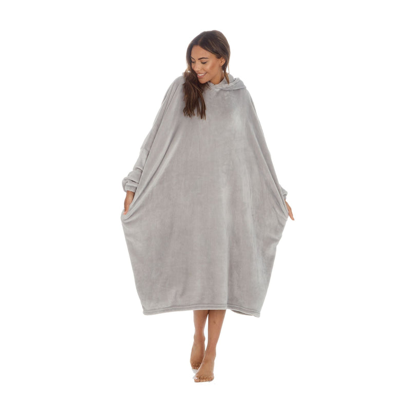 Ladies Sherpa Fleece Hooded Poncho | Snuggle Oversized Wearable Blanket Hoodie