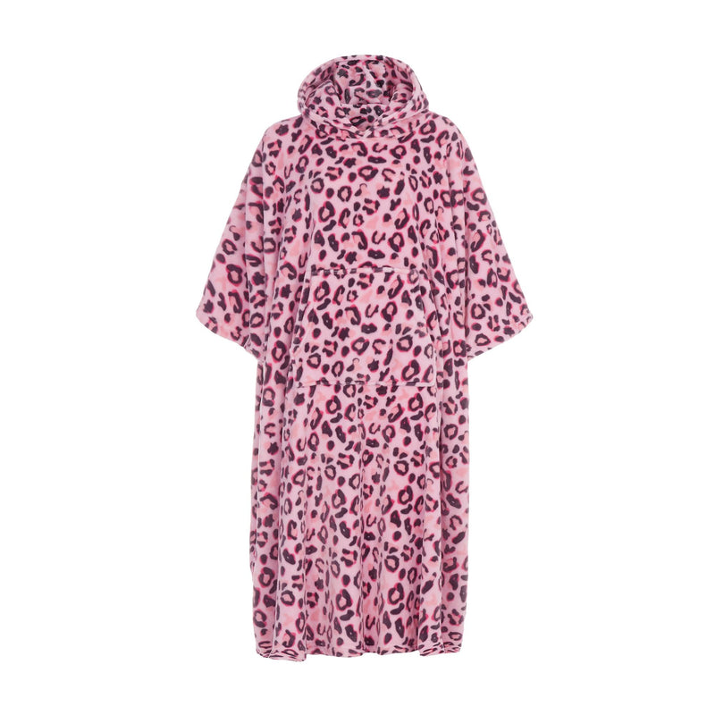 Ladies Oversized Blanket Hoodie - Extra Long Fleece Poncho with Kangaroo Pocket