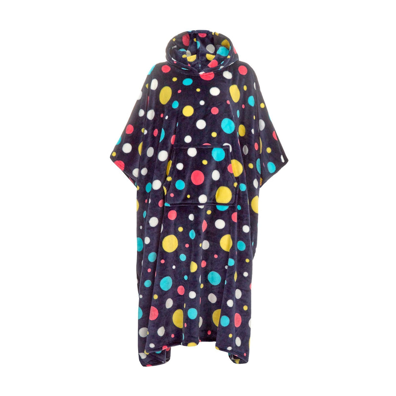 Ladies Oversized Blanket Hoodie - Extra Long Fleece Poncho with Kangaroo Pocket