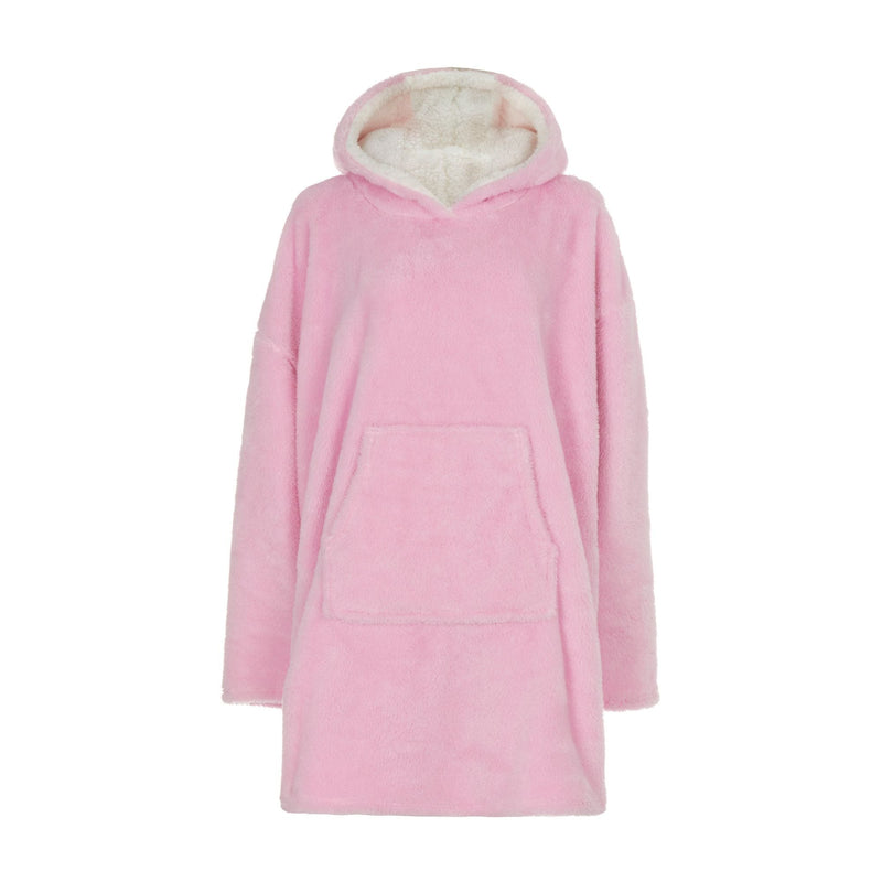 Ladies Fleece-Lined Oversized Hoodie: Snuggle Blanket with Sleeves & Pocket
