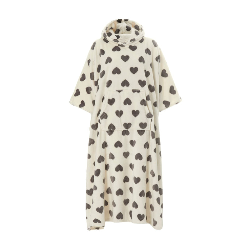 Ladies Oversized Blanket Hoodie - Extra Long Fleece Poncho with Kangaroo Pocket