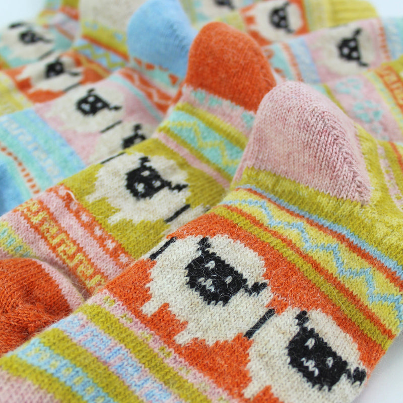 Ladies 12 Pack Alpaca Socks with Sheep Pattern