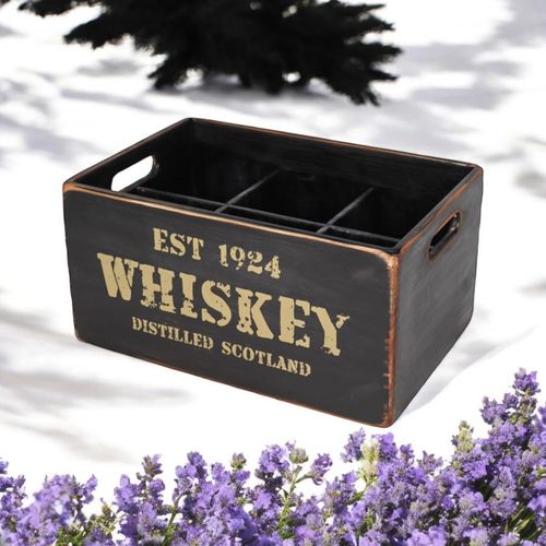 34CM BLACK WOODEN 12 BOTTLE WINE HOLDER - InStock