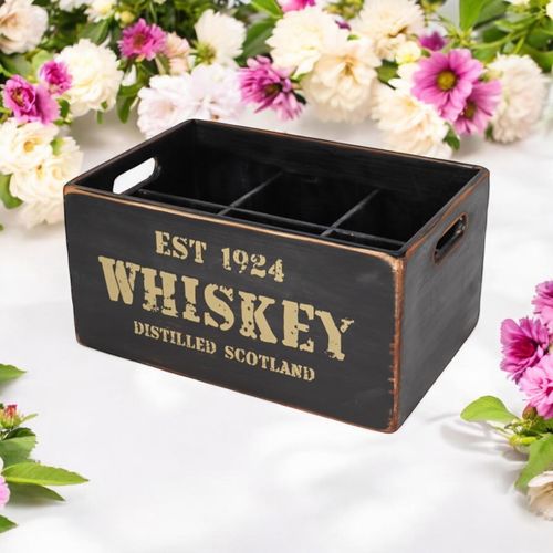 34CM BLACK WOODEN 12 BOTTLE WINE HOLDER - InStock