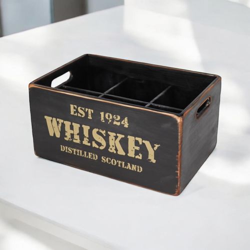 34CM BLACK WOODEN 12 BOTTLE WINE HOLDER - InStock