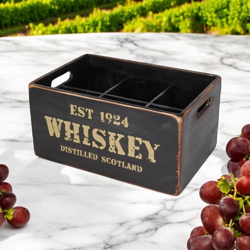34CM BLACK WOODEN 12 BOTTLE WINE HOLDER - InStock