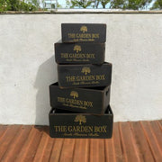 35/32/28/25/22CM SET 5 BLACK WOODEN BOXES - InStock