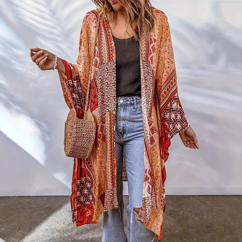 Bohemian Cardigan Aztec Printed Bat Cloak