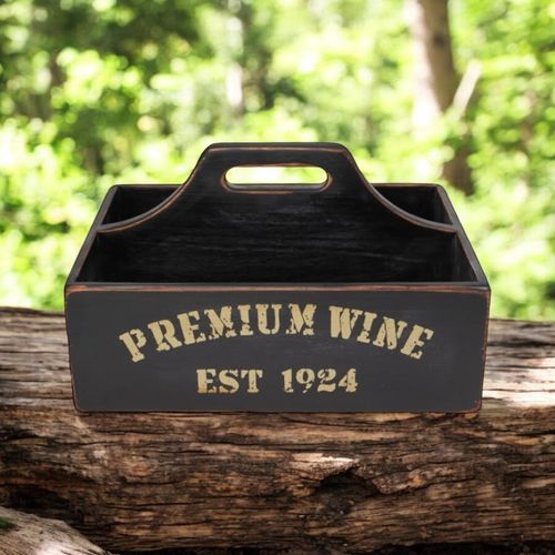 35CM BLACK WOODEN WINE HOLDER - InStock