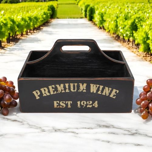35CM BLACK WOODEN WINE HOLDER - InStock