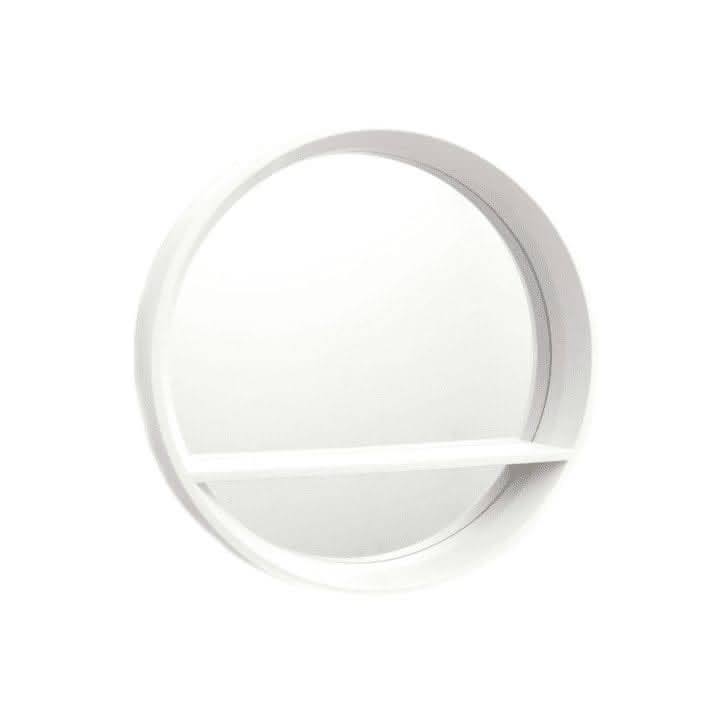 35cm White Round Wall Mirror with Shelf Porthole Design