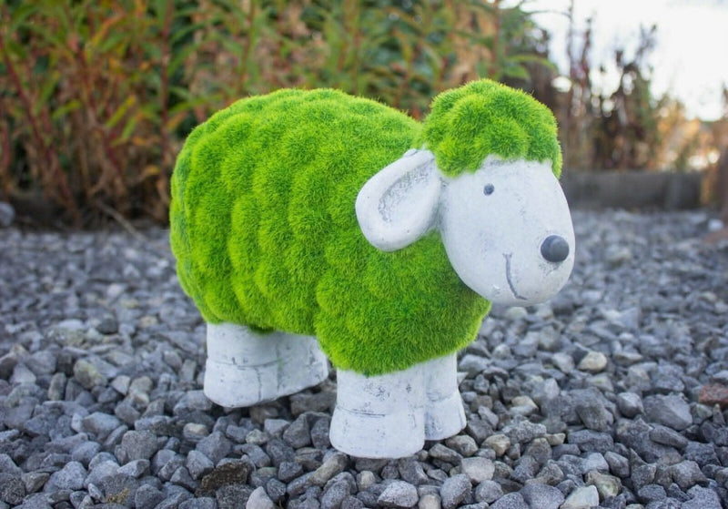 Stone & Grass Effect Sheep Garden Ornament Resin Statue 35cm