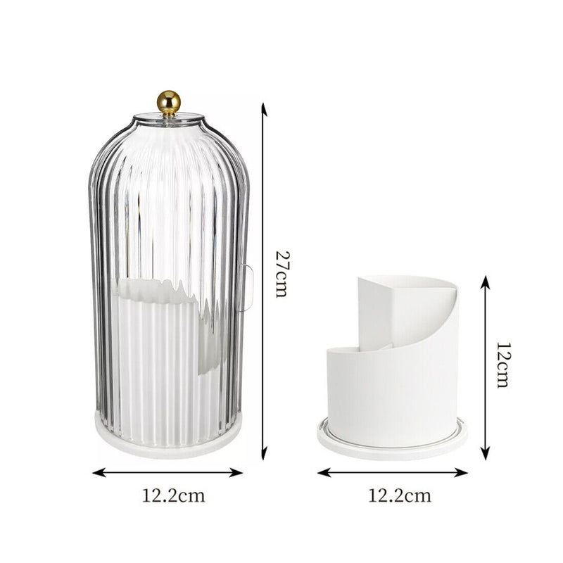 360° Rotating Makeup Brush Holder with Clear Lid Cosmetic Organiser Make-Up