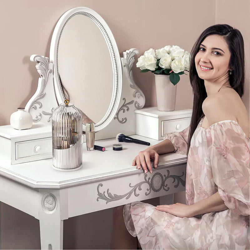 360° Rotating Makeup Brush Holder with Clear Lid Cosmetic Organiser Make-Up