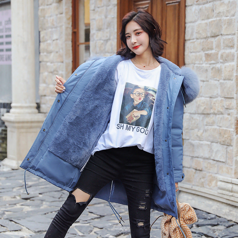 Mid-length cotton coat down jacket