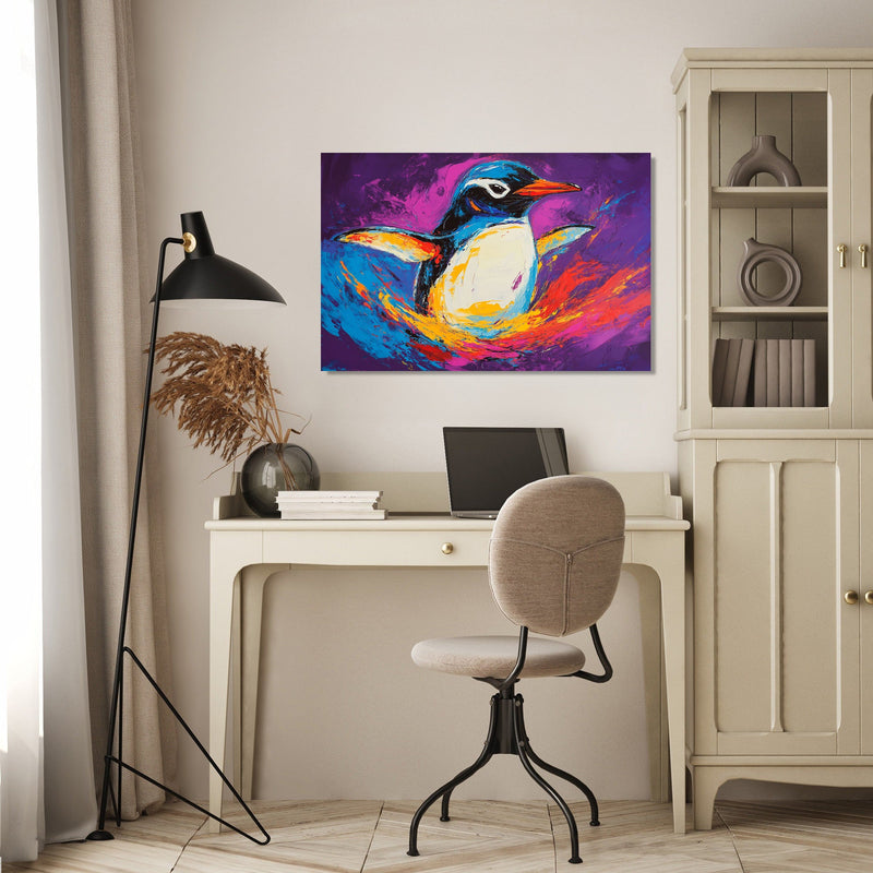 Penguin in Purple Canvas
