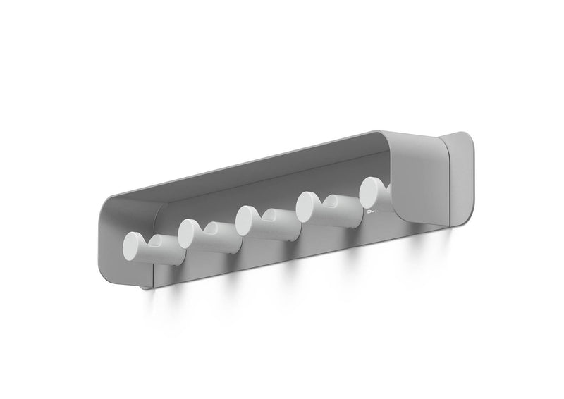 Durable DURASTORE Aluminium Wall Mounted Coat Rack 5 Hooks with Shelf | Grey