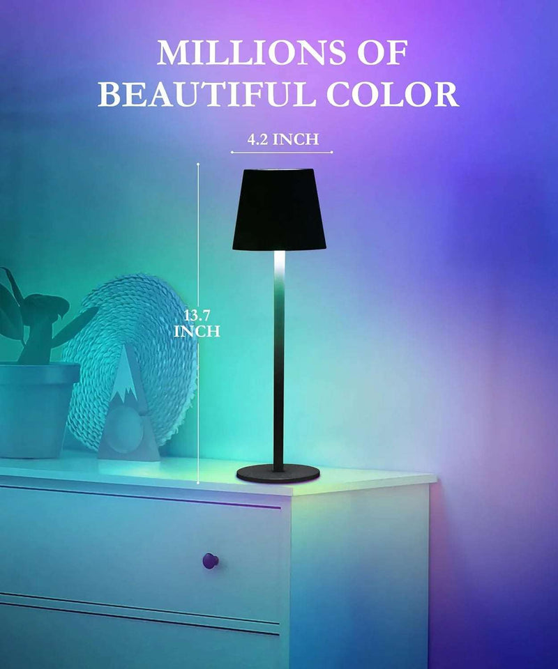 Cordless LED Table Lamp RGB Rechargeable Desk Light IP54 Touch Dimmable 2 Pack