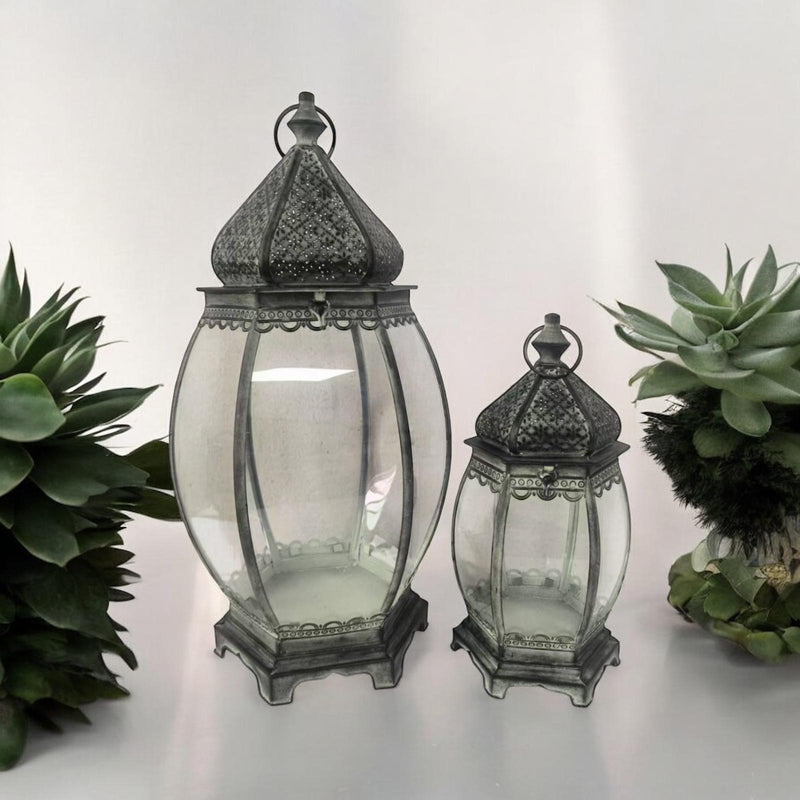 SET 2 METAL GARDEN LANTERNS