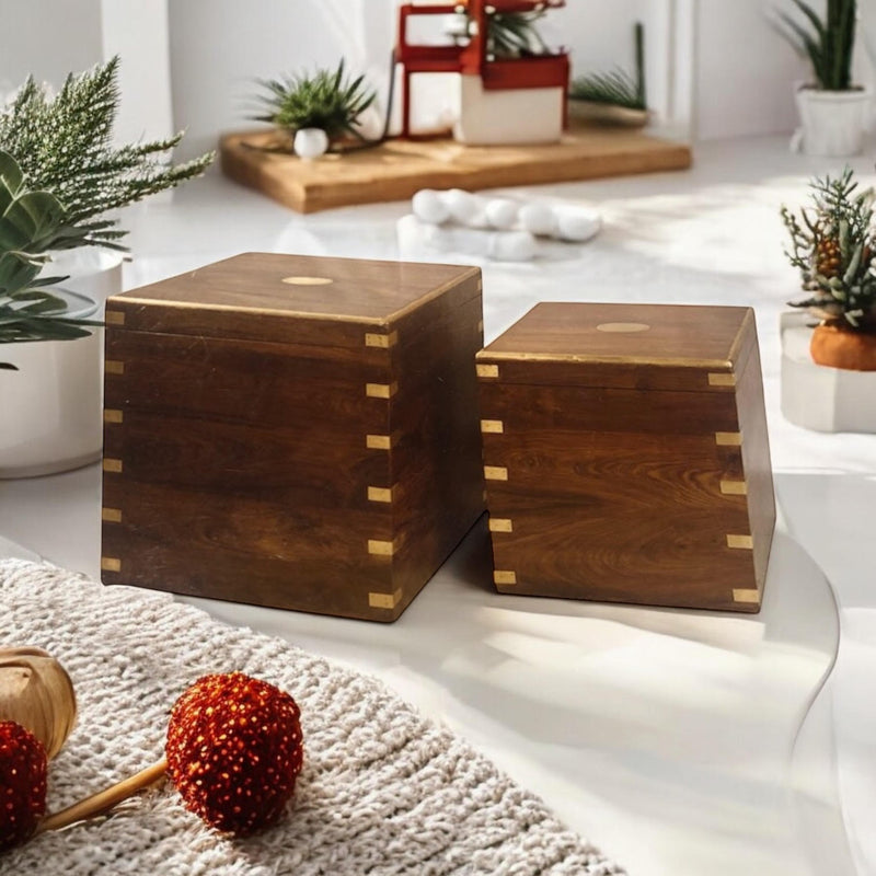 45CM SET 2 WOODEN CHESTS