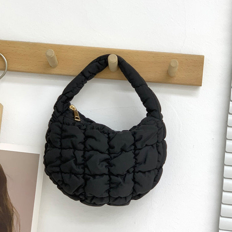 Women's Fashionable Pleated Puff Cloud Plaid Handbag