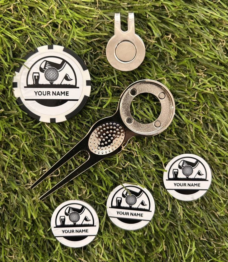Personalized Golf Gift Set with Custom Poker Chip & Markers