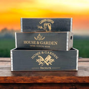 38/34/30CM SET 3 BLACK WOODEN TRAYS - InStock