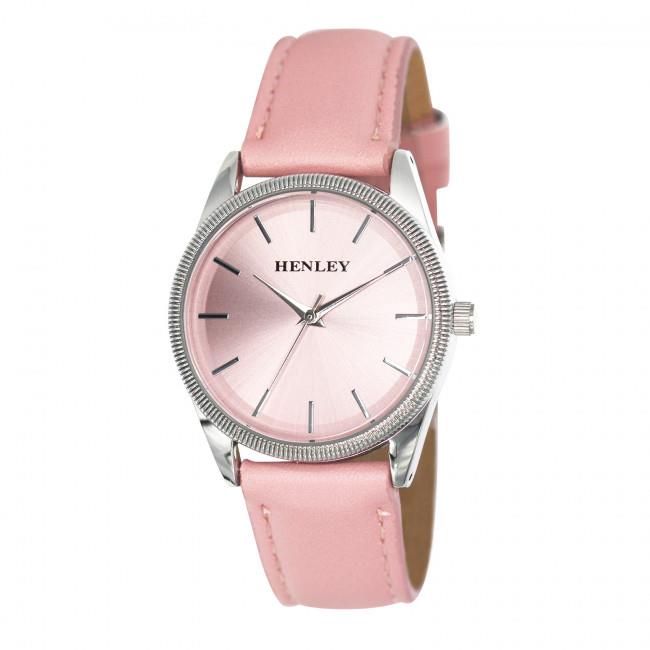 Henley Ladies Colourful Round Shape Pink Soft Faux Leather Strap Watch Pink H06186.5