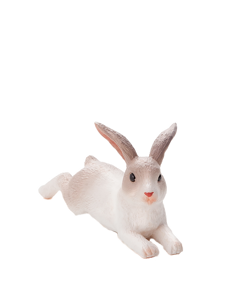 Rabbit Lying Down Toy Realistic Small Animal Figurine