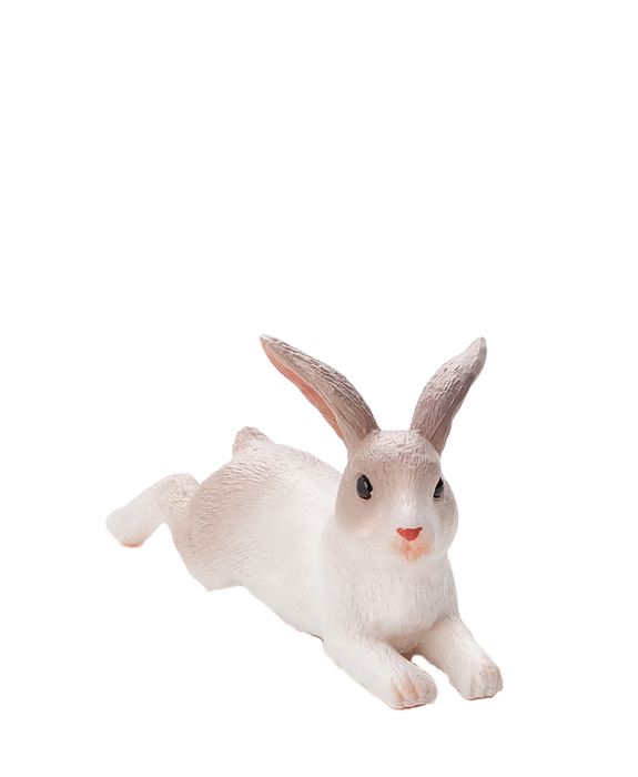 Rabbit Lying Down Toy Realistic Small Animal Figurine