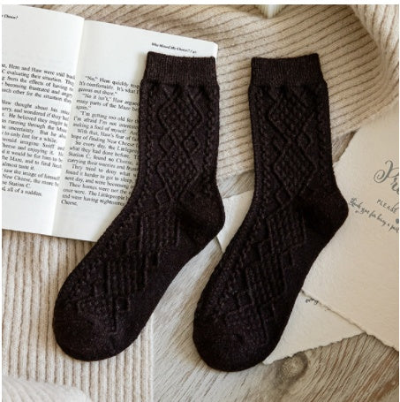 Solid Color Fashion Warm Classic Pattern Wool Socks