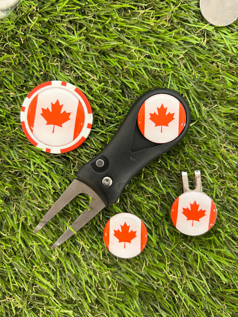 Flags of the World Plastic Pitchfork 3 Flag markers and poker chip