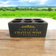 38CM BLACK WOODEN 6 BOTTLE WINE HOLDER - InStock