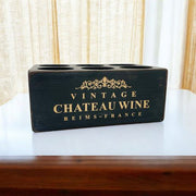 38CM BLACK WOODEN 6 BOTTLE WINE HOLDER - InStock