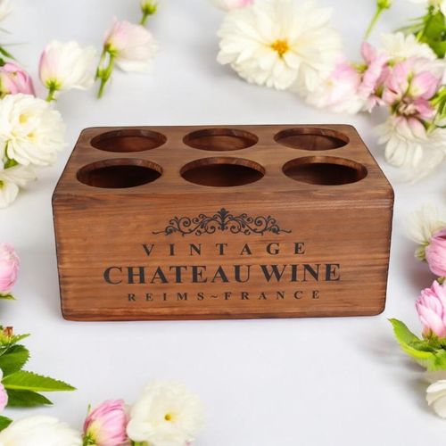 38CM WOODEN 6 BOTTLE WINE HOLDER - InStock