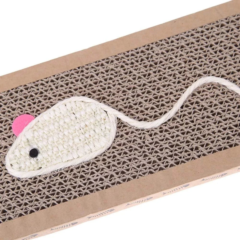 Double Sided Cat Scratching Board with Mouse and Catnip 38cm
