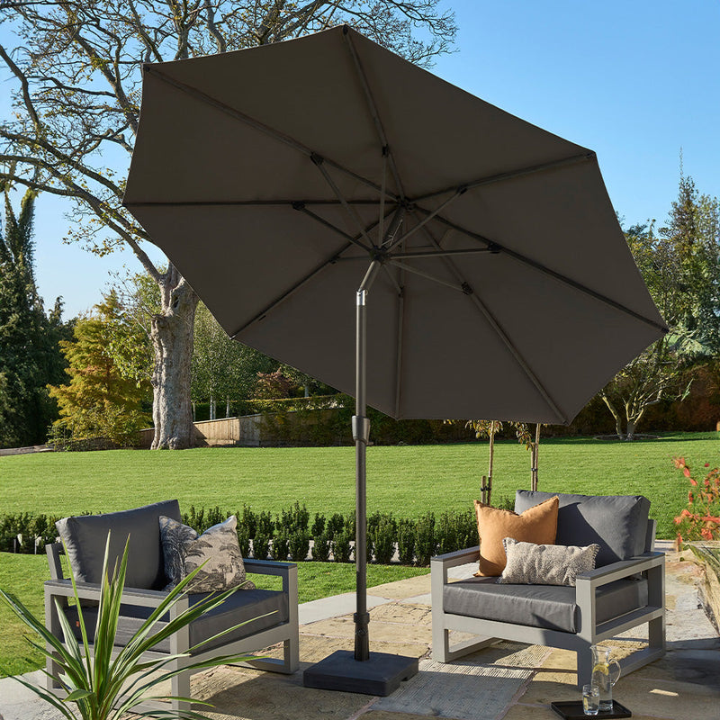 Royce Premium 3m Round Parasol LED - Anthracite Frame - Novasun™ CARBON Canopy & Cover
