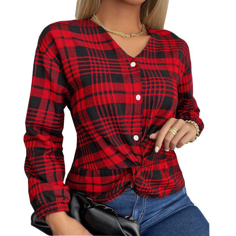 Women's Creative Plaid Casual Loose Shirt