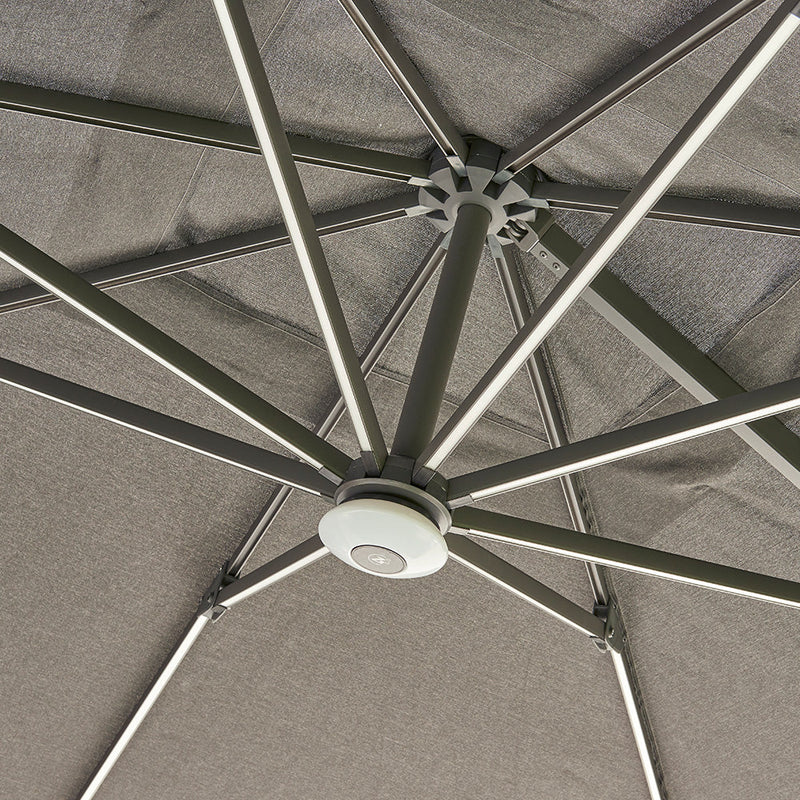 Royce Premium 3m Round Parasol LED - Anthracite Frame - Novasun™ CARBON Canopy & Cover