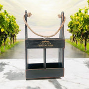 39CM BLACK WOODEN 2 BOTTLE WINE HOLDER - InStock