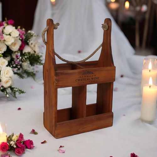 39CM WOODEN 2 BOTTLE WINE HOLDER - InStock