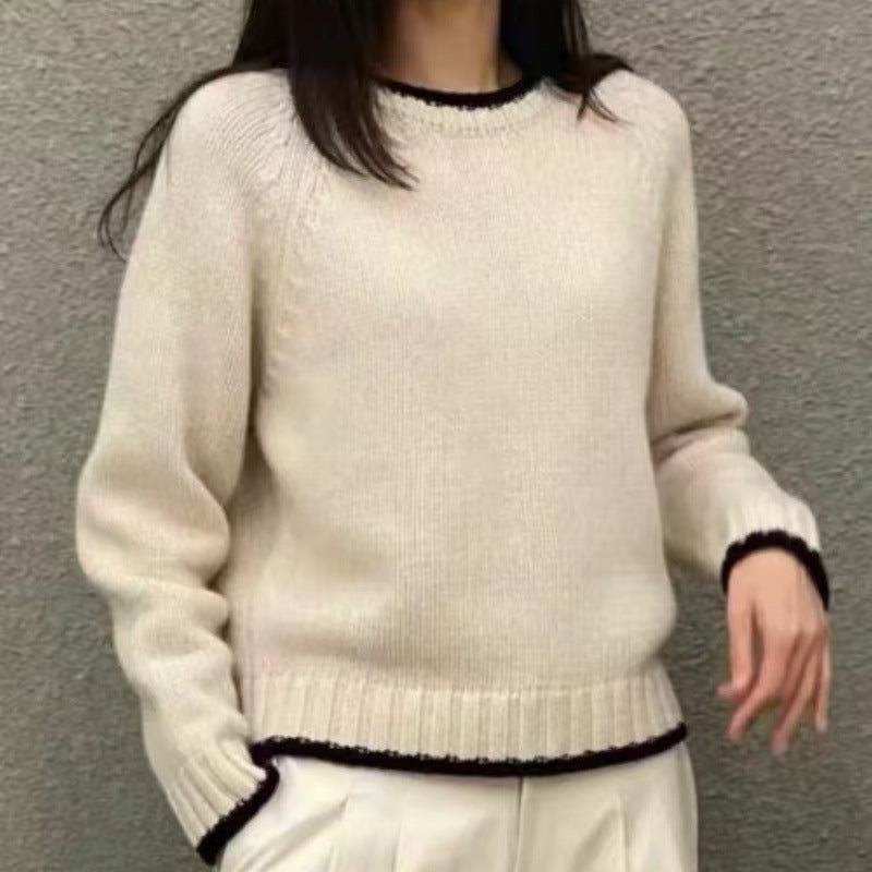 Loose-fitting Pullover Round-neck Color Matching Inner Bottoming Sweater