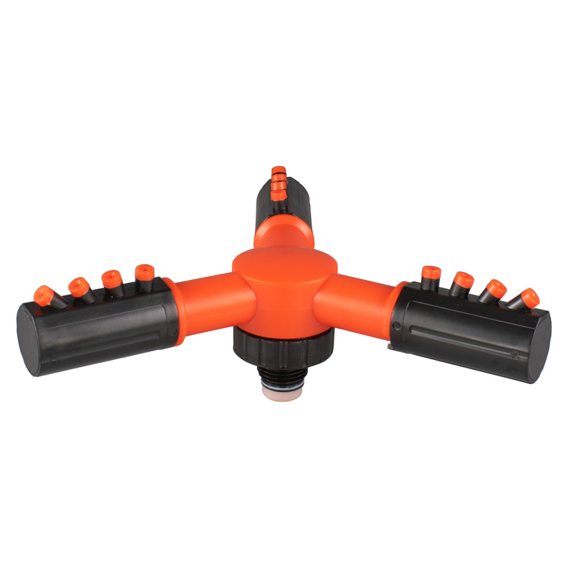 Cost Wise 3-Arm Adjustable Rotating Lawn Sprinkler Black Orange