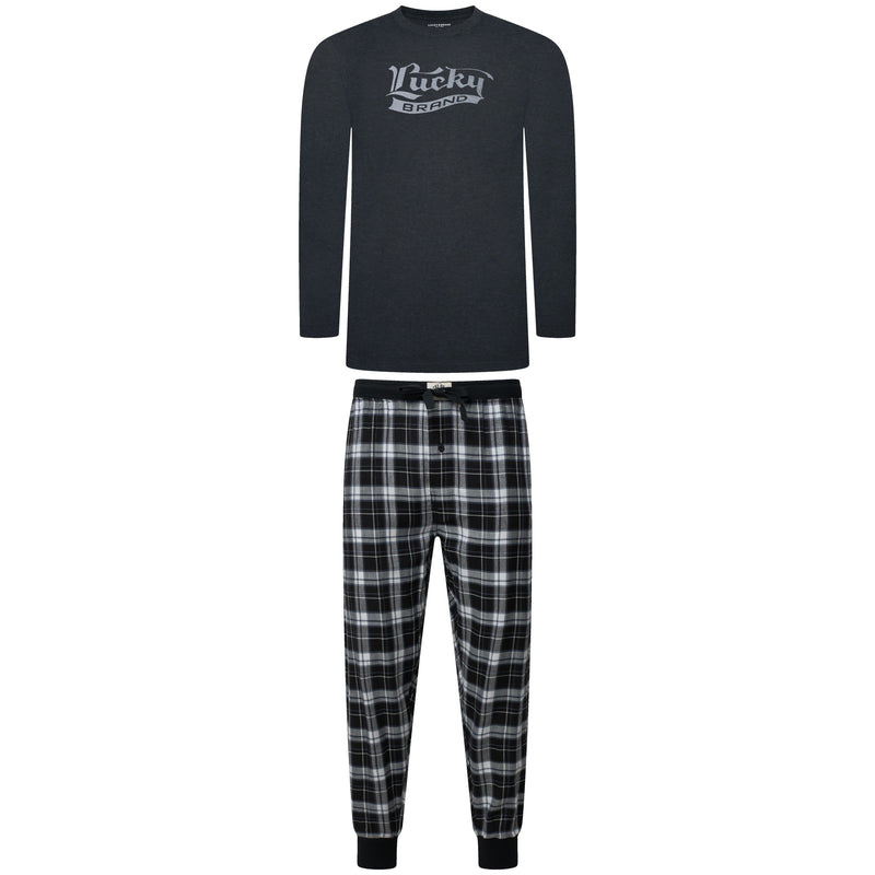 Lucky Brand Crew Neck & Closed Hem Flannel Pant Pyjama Set