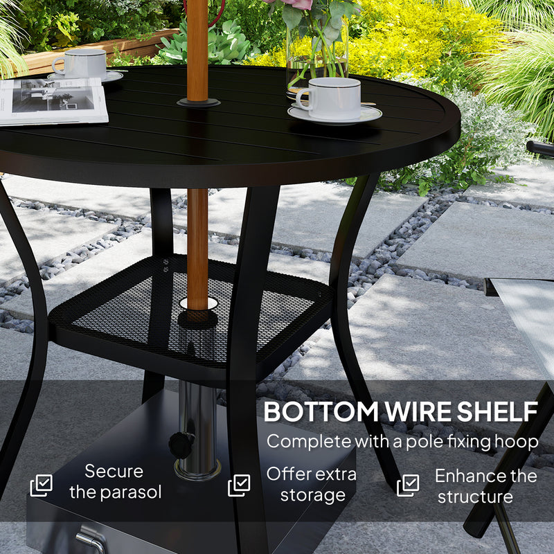 Outsunny 90 cm Garden Dining Table, Round Garden Table with Parasol Hole