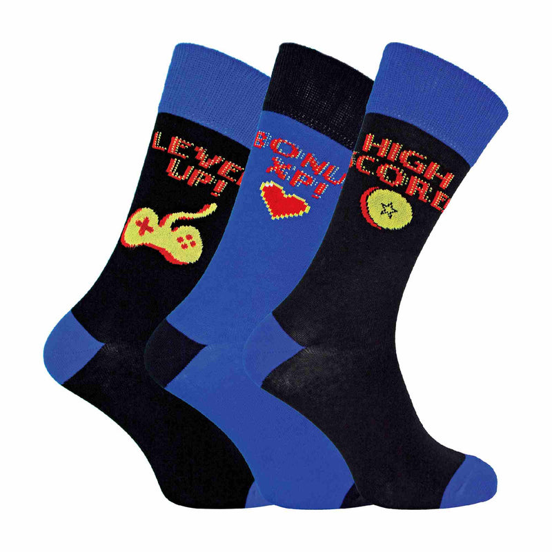 3 Pack Mens Retro Gaming Funky Novelty Video Game Socks