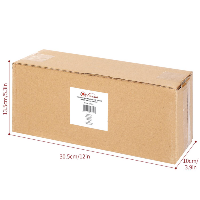 VINSANI 4pc MAGNETIC SPICE RACK METAL SHELF 1010421