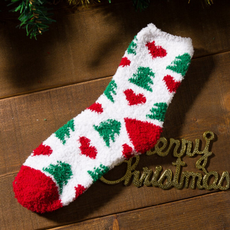 5 Pairs Christmas Soft Ladies Fluffy Lounge Cosy Bed Socks Winter Warm Gift Bag