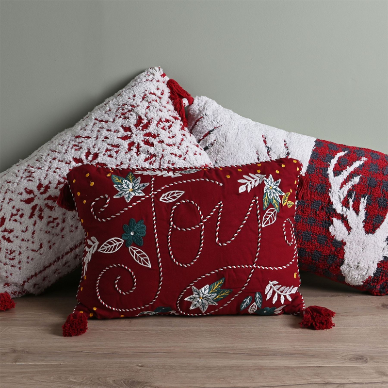 Embroidered Rectangular Cushion "Joy"