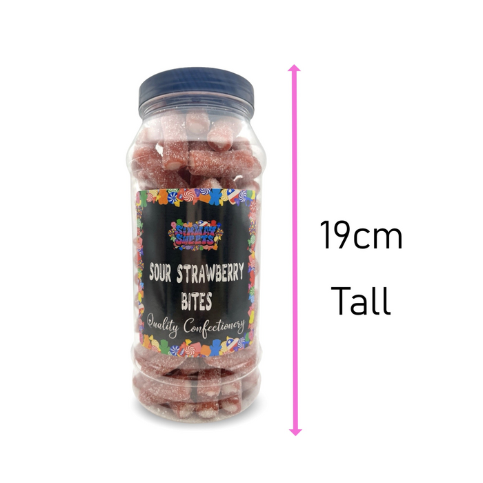 Sour Strawberry Pencil Bites Sweets Gummy Jelly Retro Sweets Gift Jar - 655g